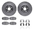 Dynamic Friction Co 7512-76021, Rotors-Drilled and Slotted-Silver w/ 5000 Advanced Brake Pads incl. Hardware, Zinc Coat 7512-76021